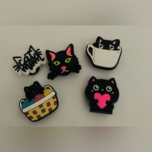 Brand New 5 Pack Black Kitty Shoe Charms